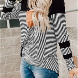 SALE - Black Pinstripe Patch Pocket Top